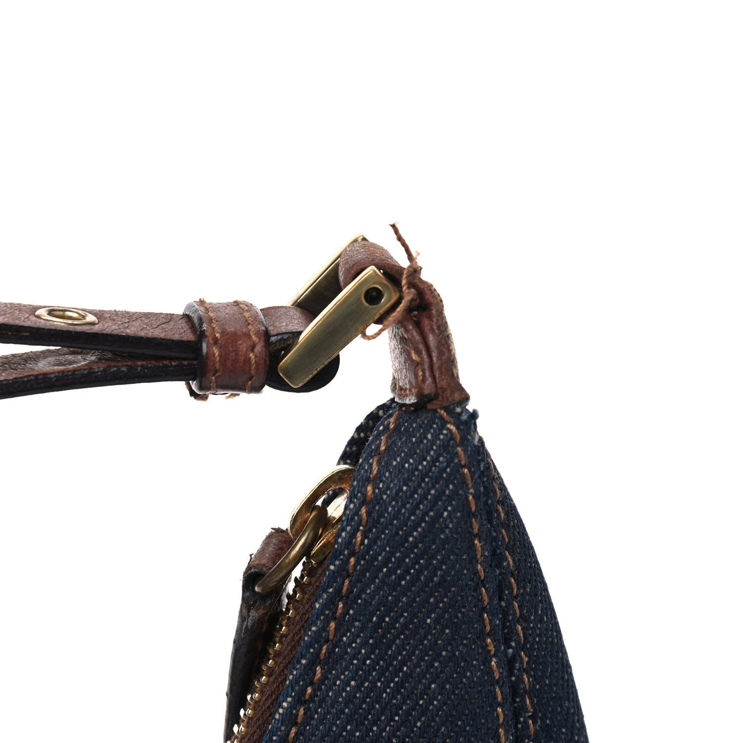 Denim Calfskin Street Chic Hobo Blue Brown