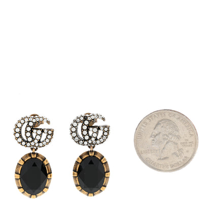 Gucci Crystal Double G Earrings Black Aged Gold 2 of 5
