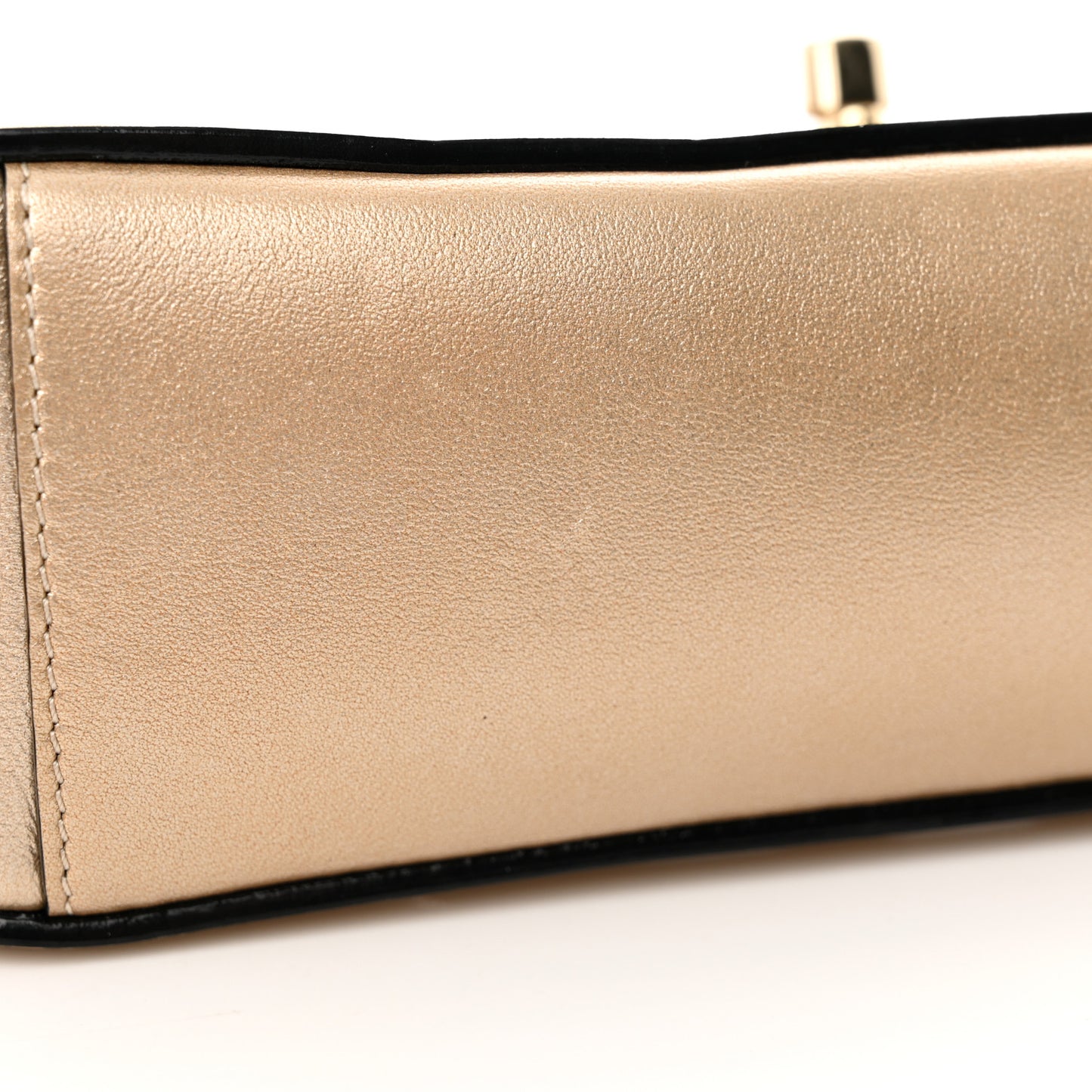Metallic Lambskin Small Sea Through Flap Gold Black