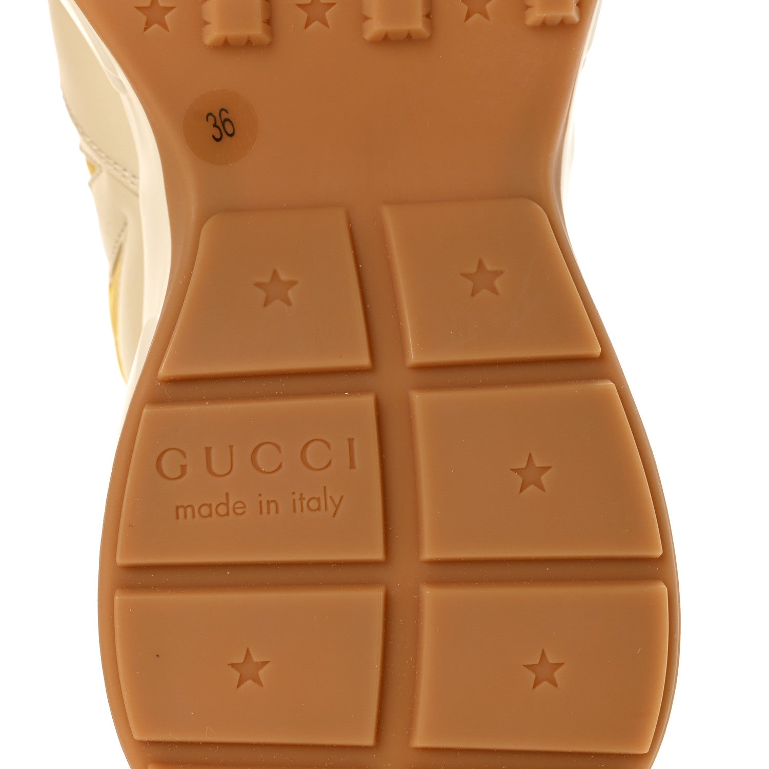 Gucci Evolution Calfskin Star Rhyton Sneakers 36 Ivoire Sky Yellow Hibiscus Red 7 of 9