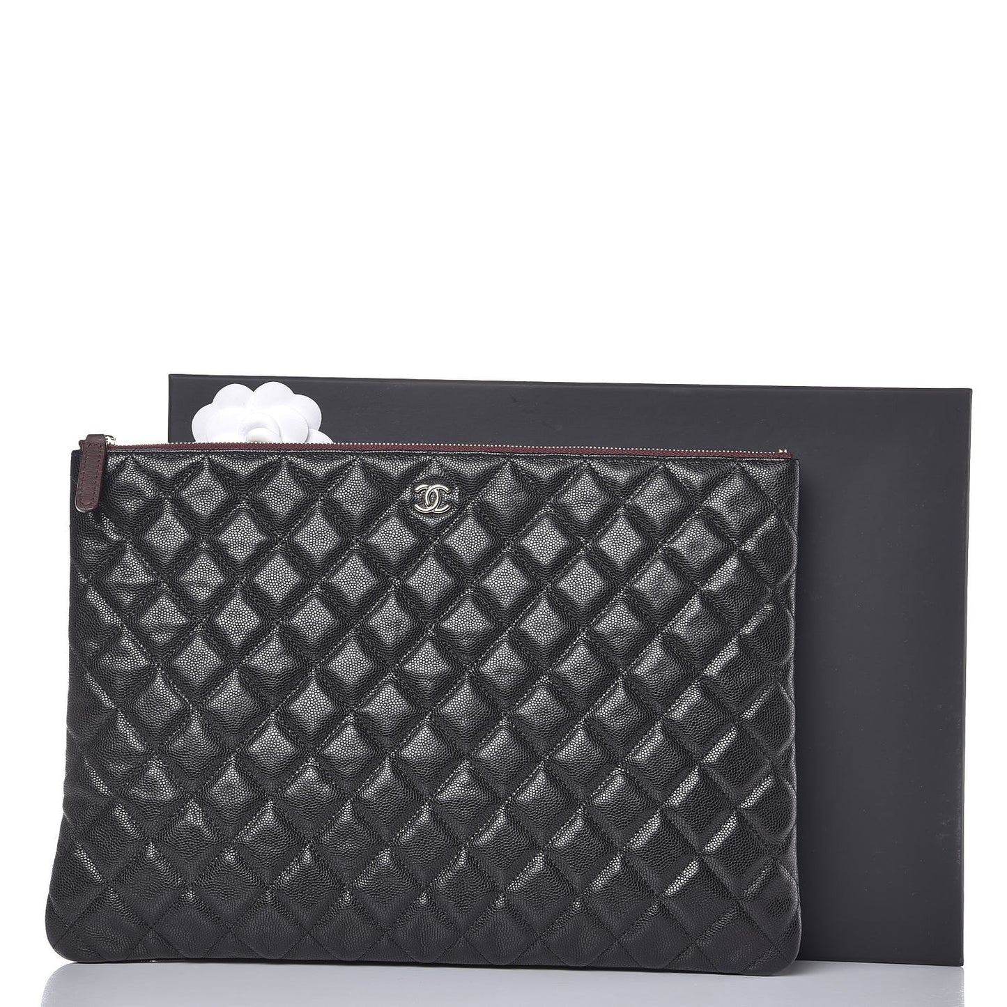Caviar Quilted Large Cosmetic Case Black