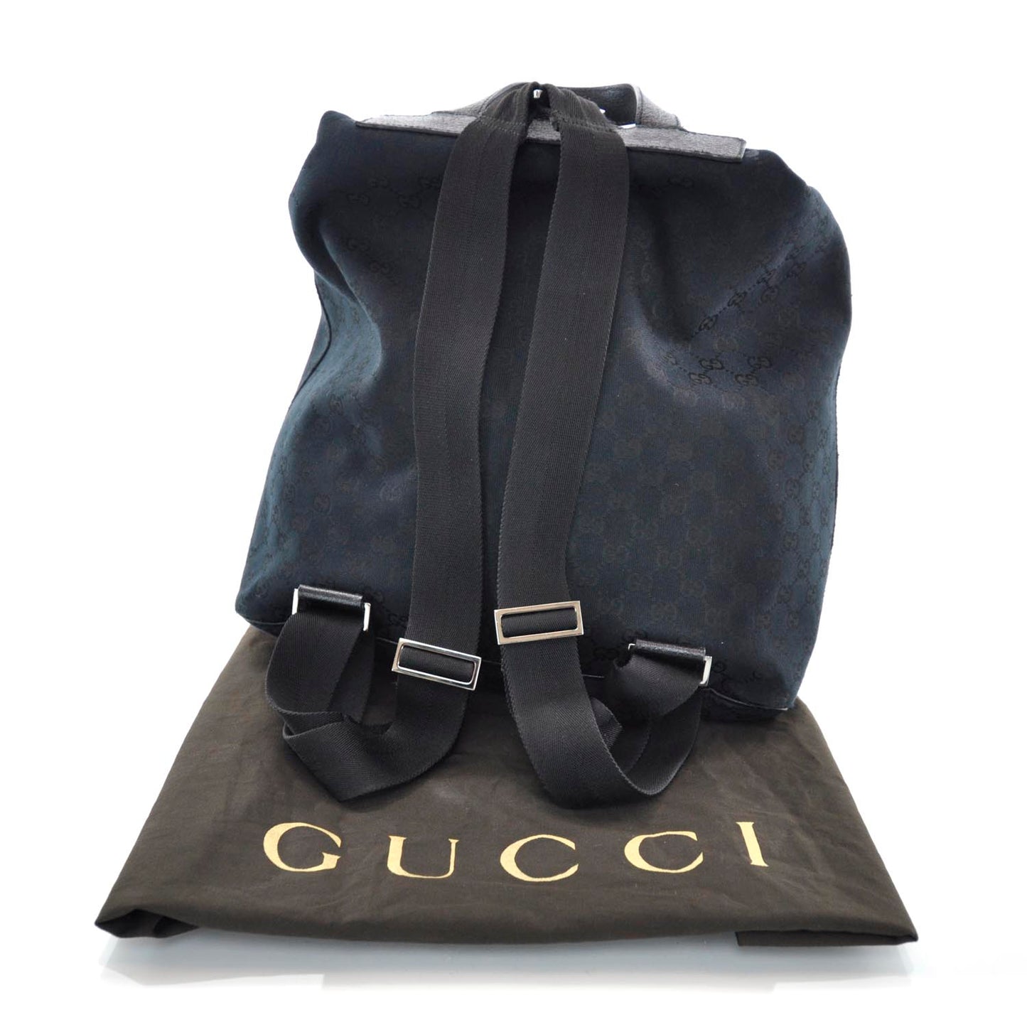 GG Monogram Single Buckle Backpack Black
