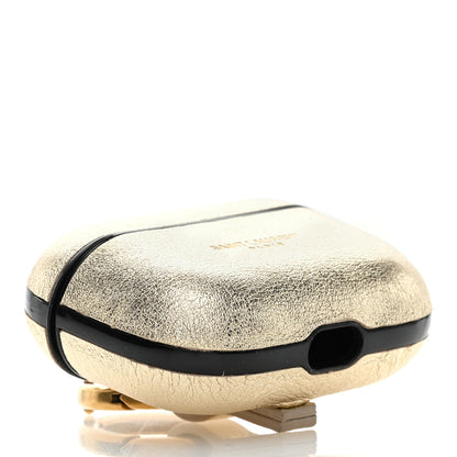 Saint Laurent Metallic Calfskin Paris Airpods Pro Holder Gold 4 of 6
