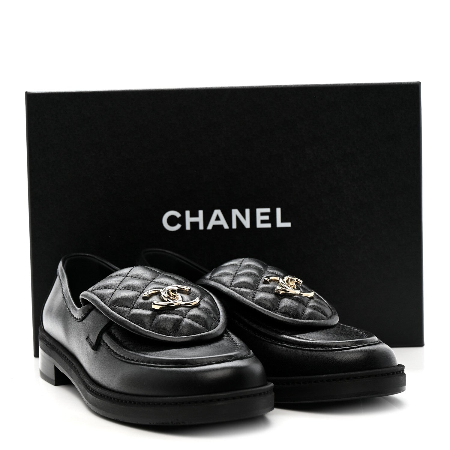 Chanel Lambskin Quilted CC Turnlock Loafers 39.5 Black 10 of 10