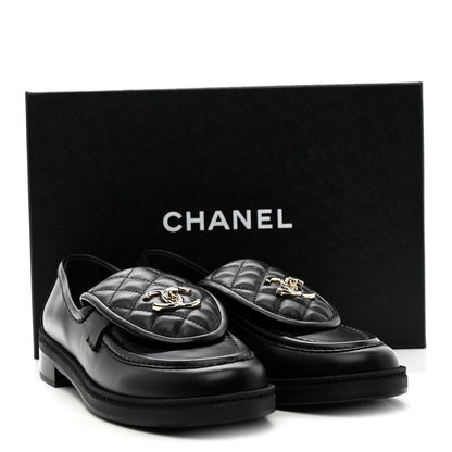 Chanel Lambskin Quilted CC Turnlock Loafers 39.5 Black 10 of 10