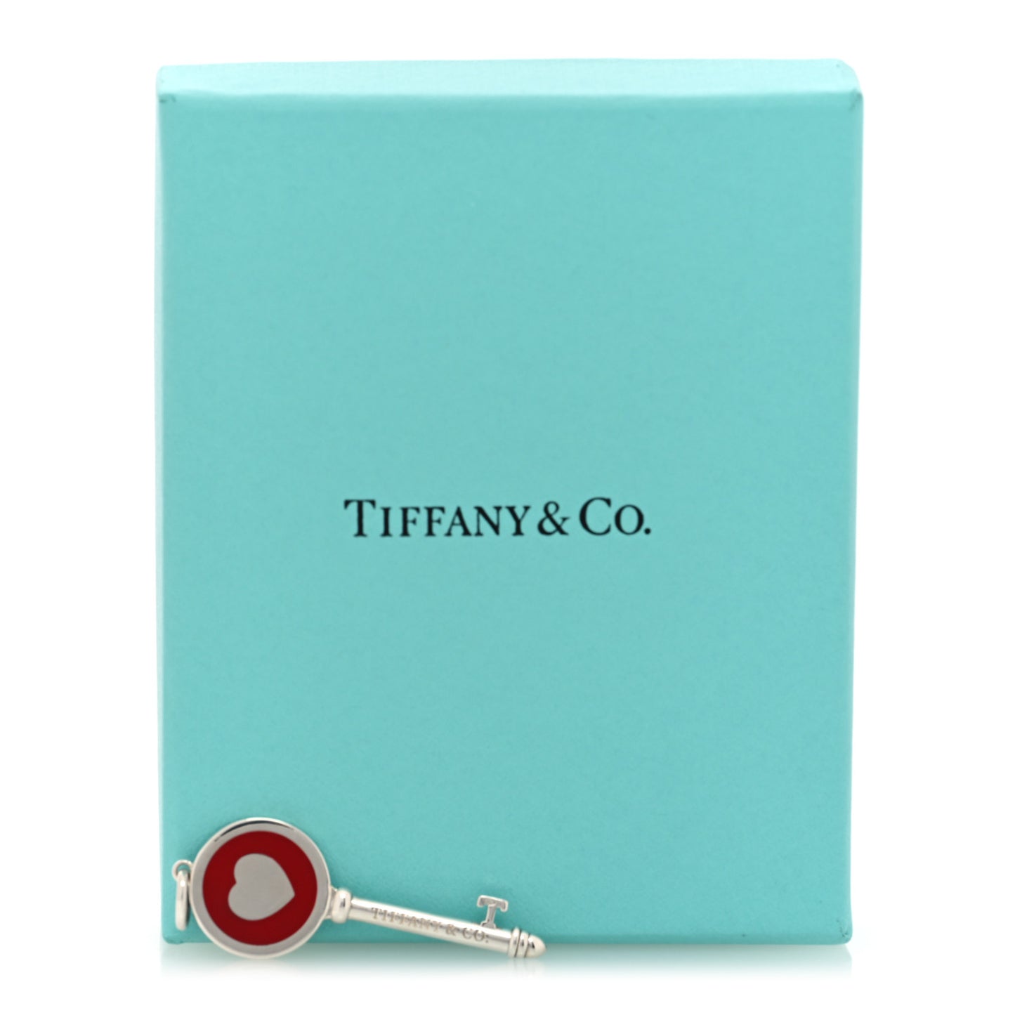 Sterling Silver Enamel Heart Key Pendant Red