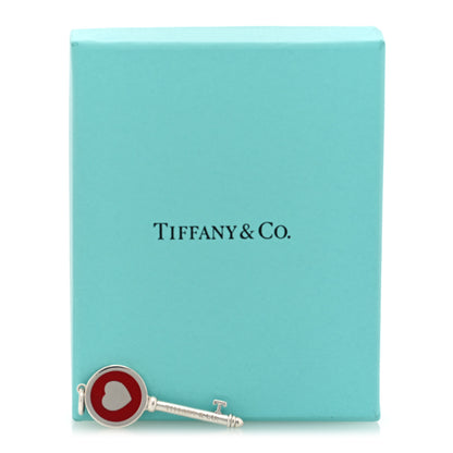 Tiffany Sterling Silver Enamel Heart Key Pendant Red 4 of 4