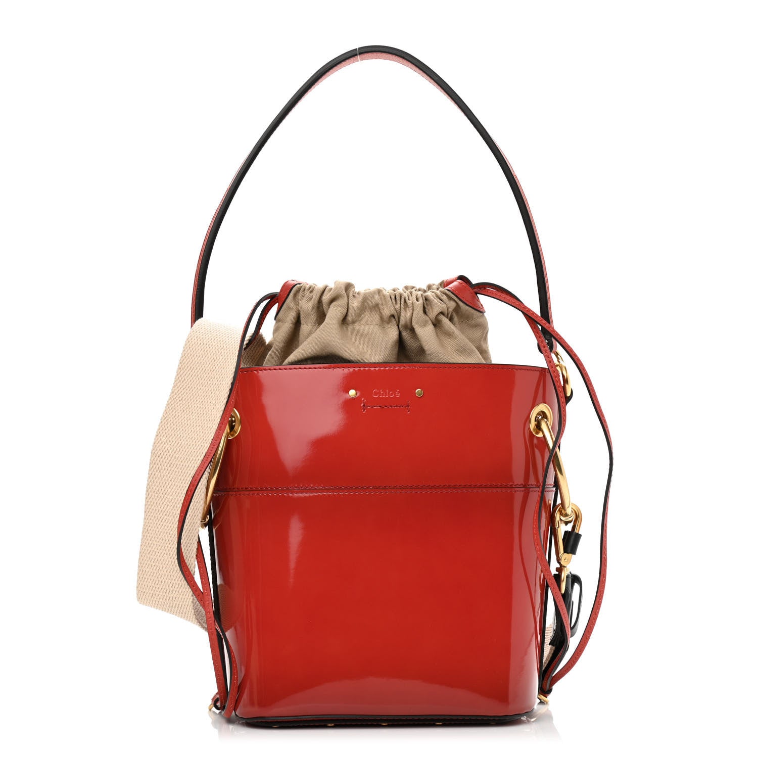 Chloe Patent Calfskin Small Roy Bucket Bag Earthy Red 1 of 7