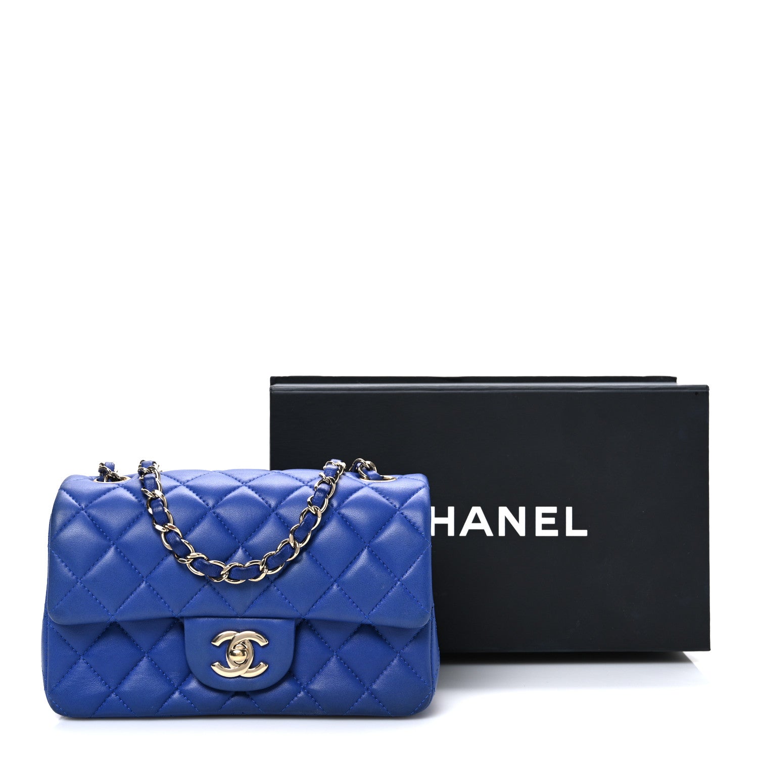 Chanel Lambskin Quilted Mini Rectangular Flap Blue 11 of 11