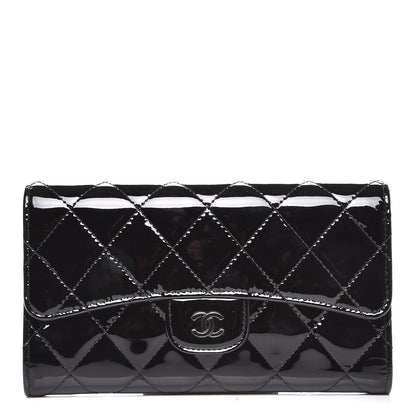 Chanel Patent Calfskin Quilted Large Flap Wallet Black 1 of 8