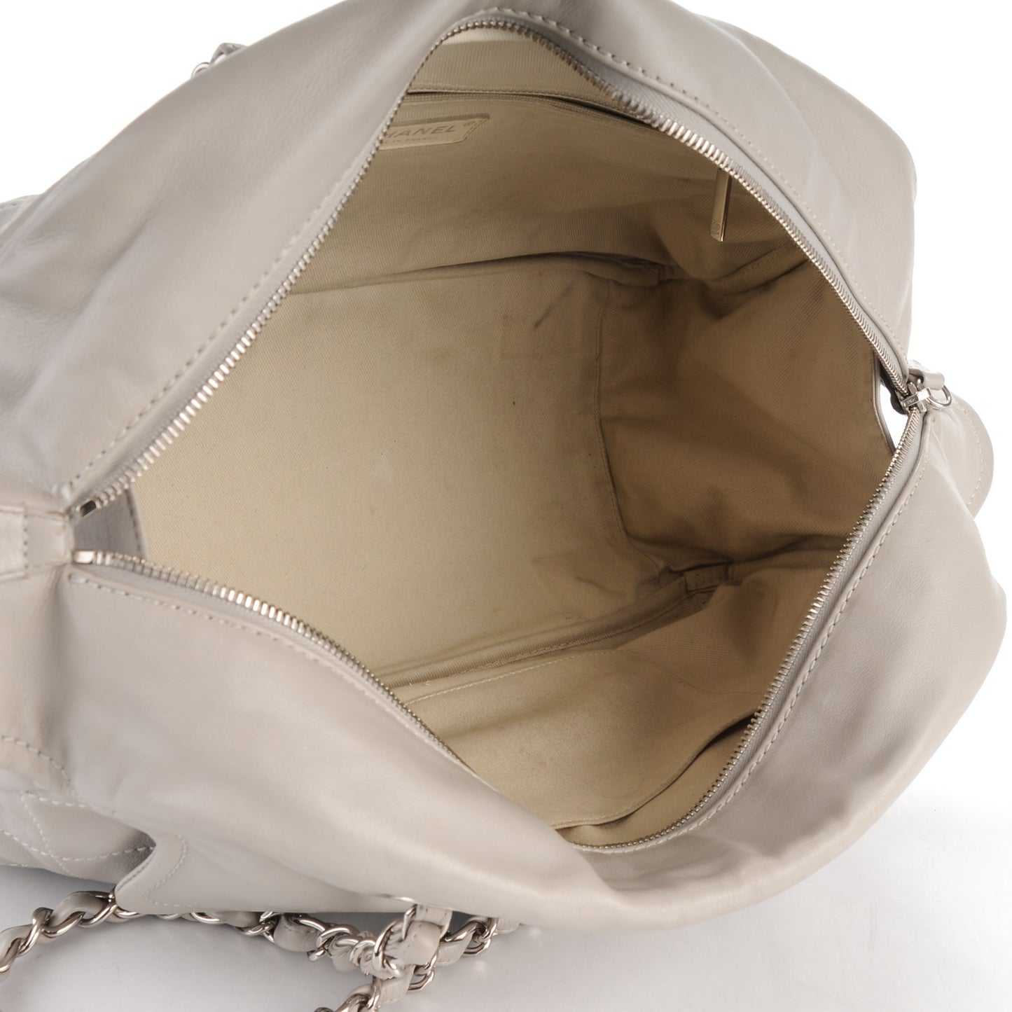 Calfskin Quilted Bowling Bag Grey