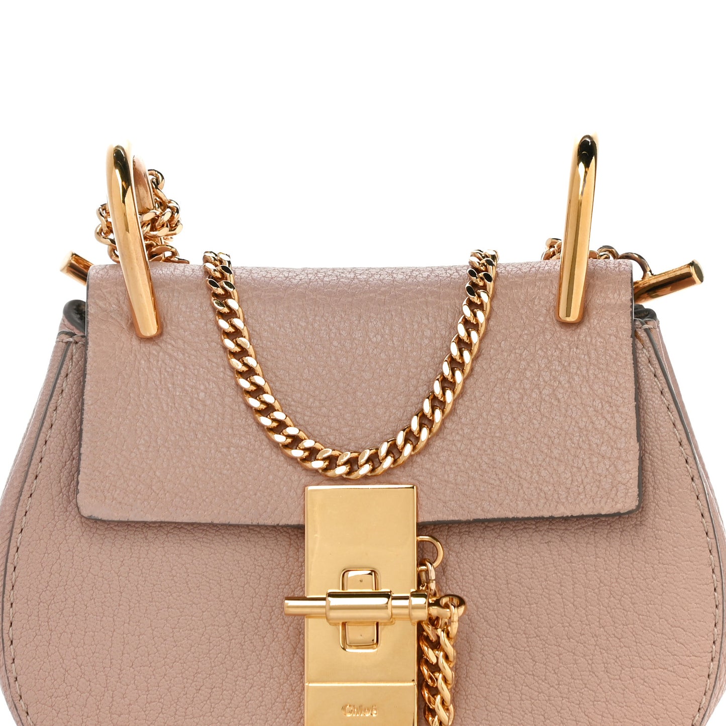Grained Lambskin Mini Drew Shoulder Bag Cement Pink