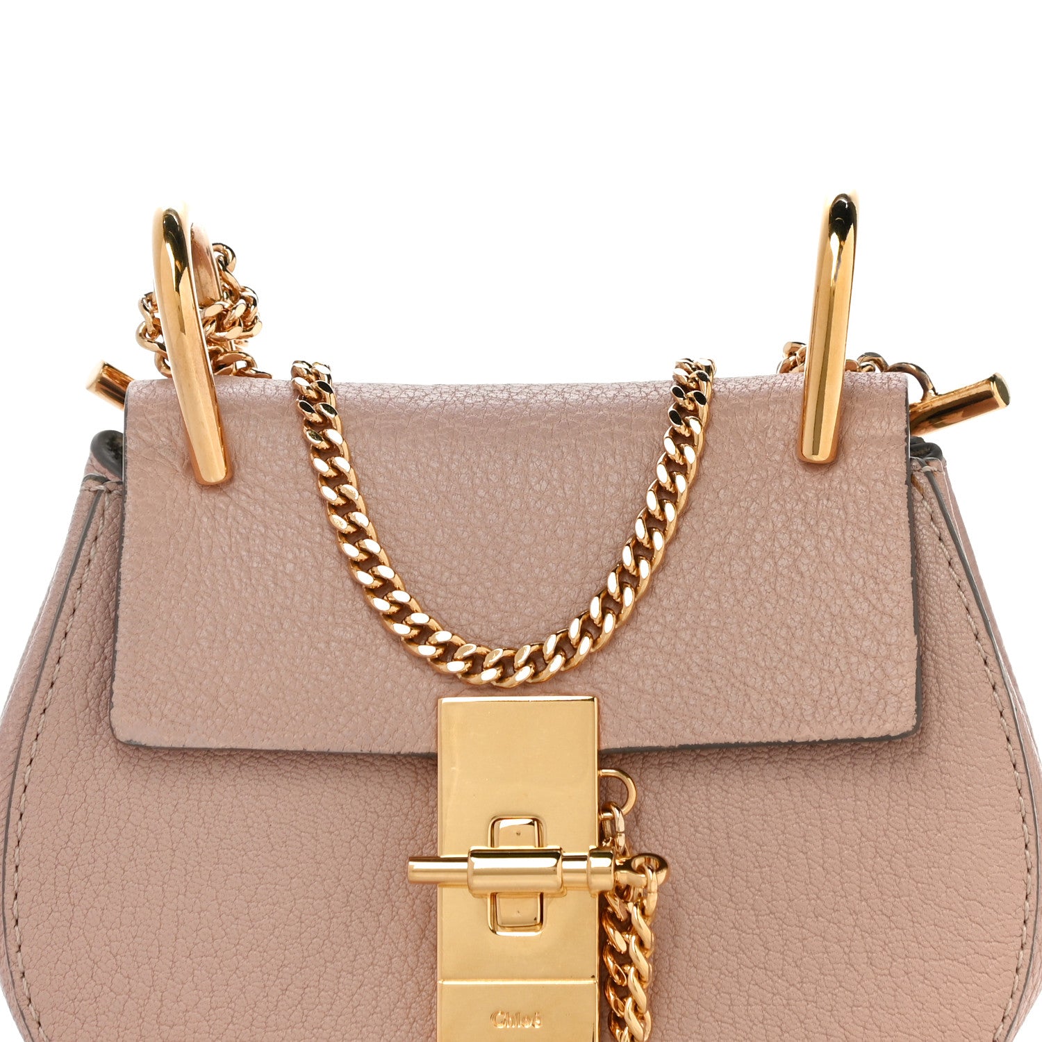 Chloe Grained Lambskin Mini Drew Shoulder Bag Cement Pink 8 of 14
