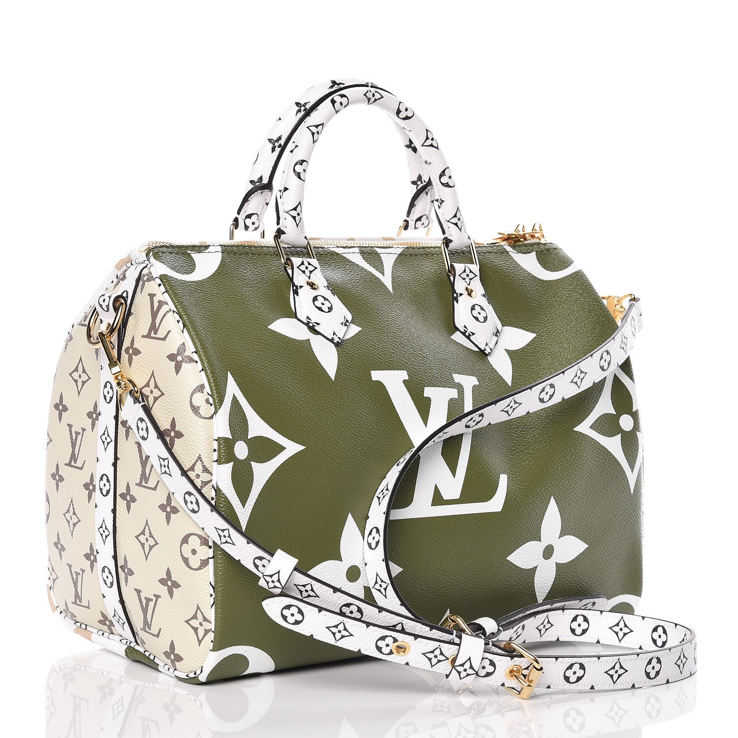 Louis Vuitton Monogram Giant Speedy Bandouliere 30 Kaki Beige 6 of 11