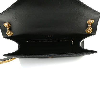 Saint Laurent Grain De Poudre Textured Mixed Matelasse Large Triquilt Monogram Satchel Black 5 of 13