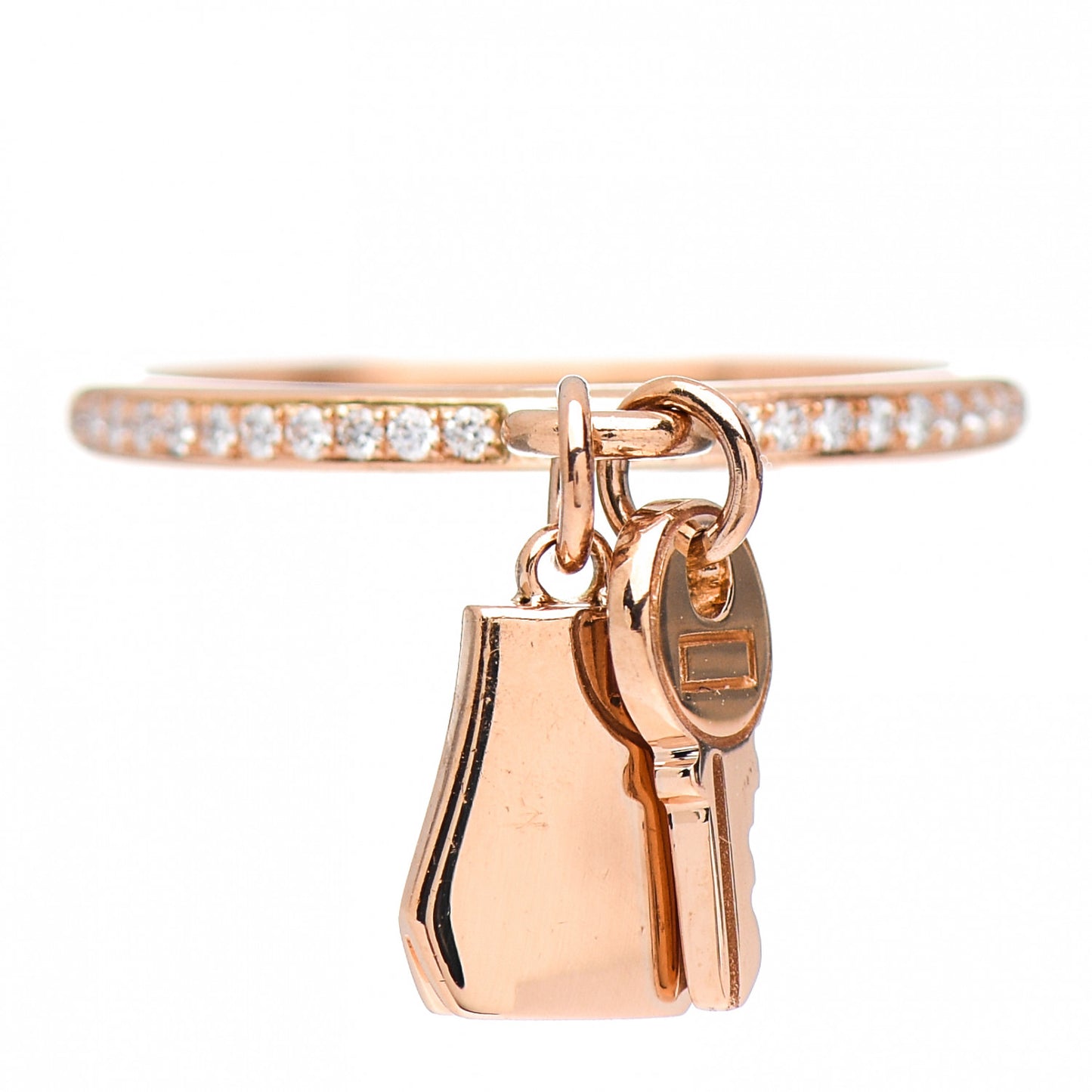 18K Rose Gold Diamond Kelly Clochette Ring 50 5.25