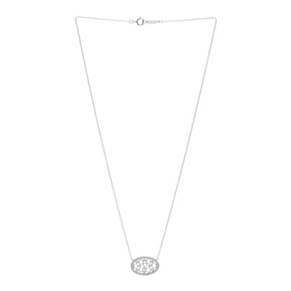 Tiffany Platinum Diamond Cobblestone Oval Pendant Necklace 3 of 5