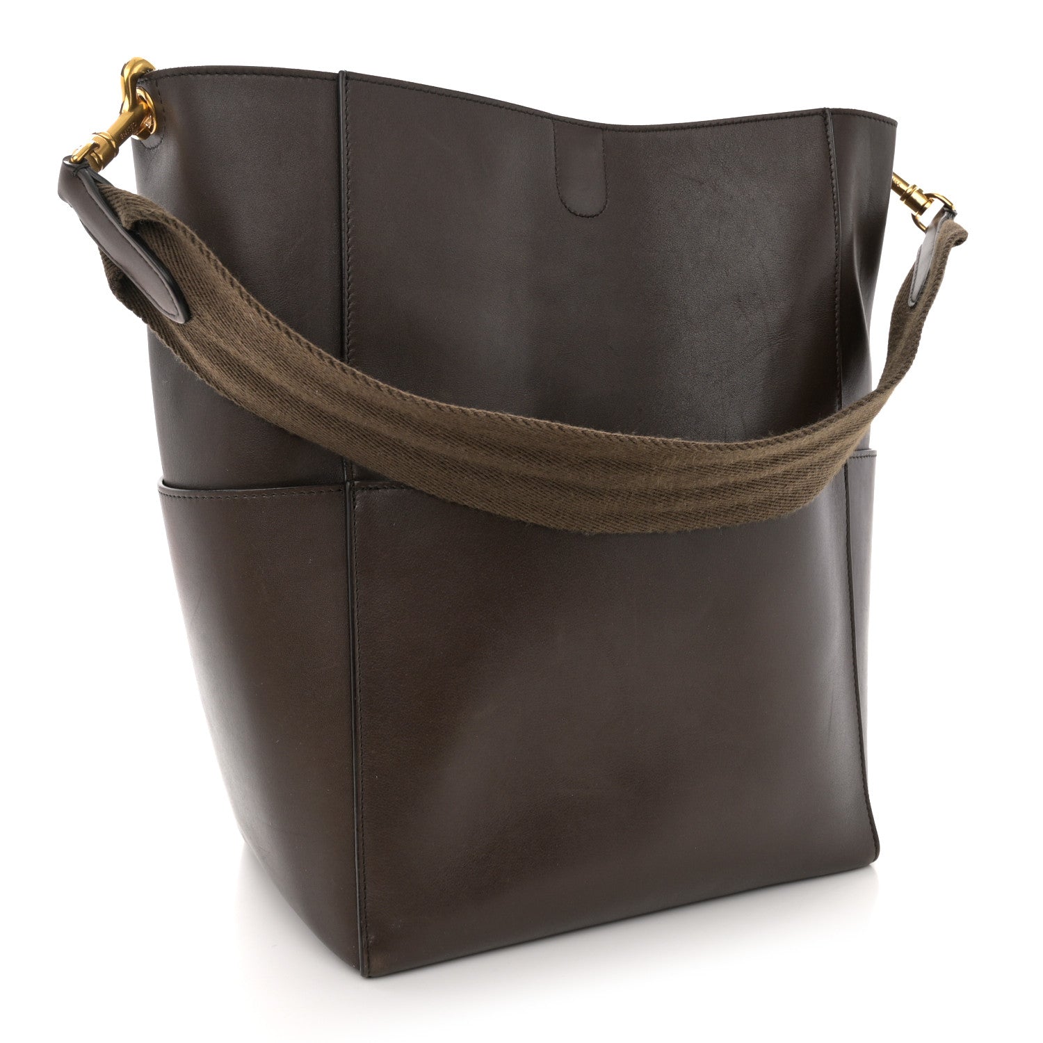 Celine Supersoft Calfskin Sangle Bucket Bag Wood 3 of 14