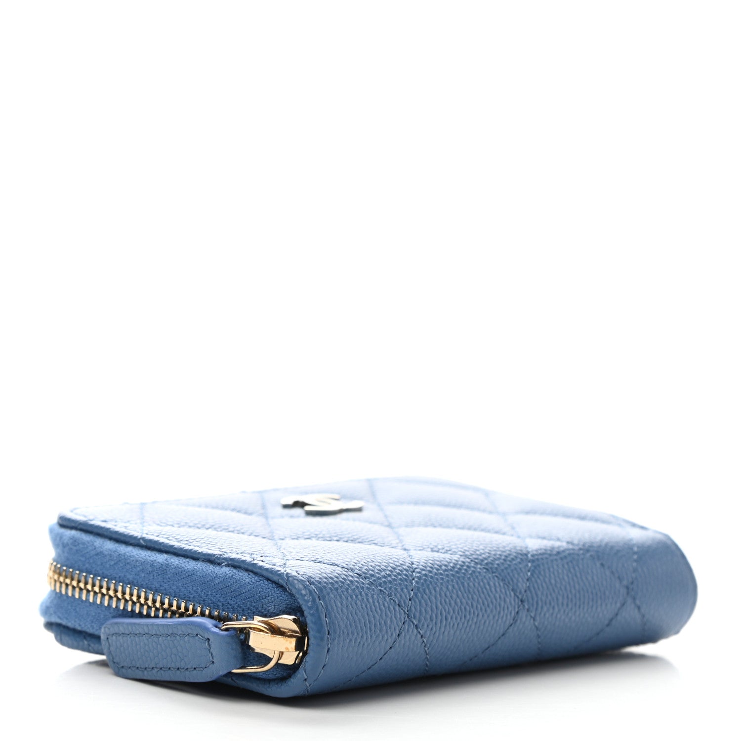 Chanel Caviar Quilted Zip Coin Purse Blue 4 of 8
