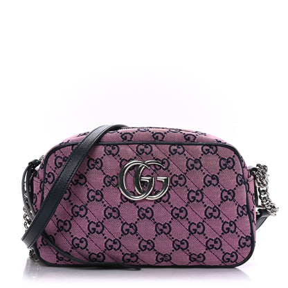 Gucci Monogram Multicolor Matelasse Diagonal Small GG Marmont Chain Shoulder Bag Pink Blue 1 of 10