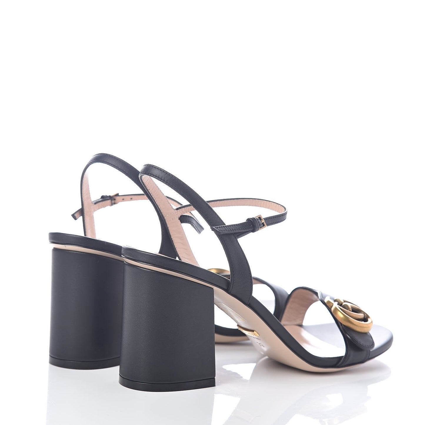 Lifford Calfskin GG Marmont Ankle Wrap 75mm Sandals 39 Black