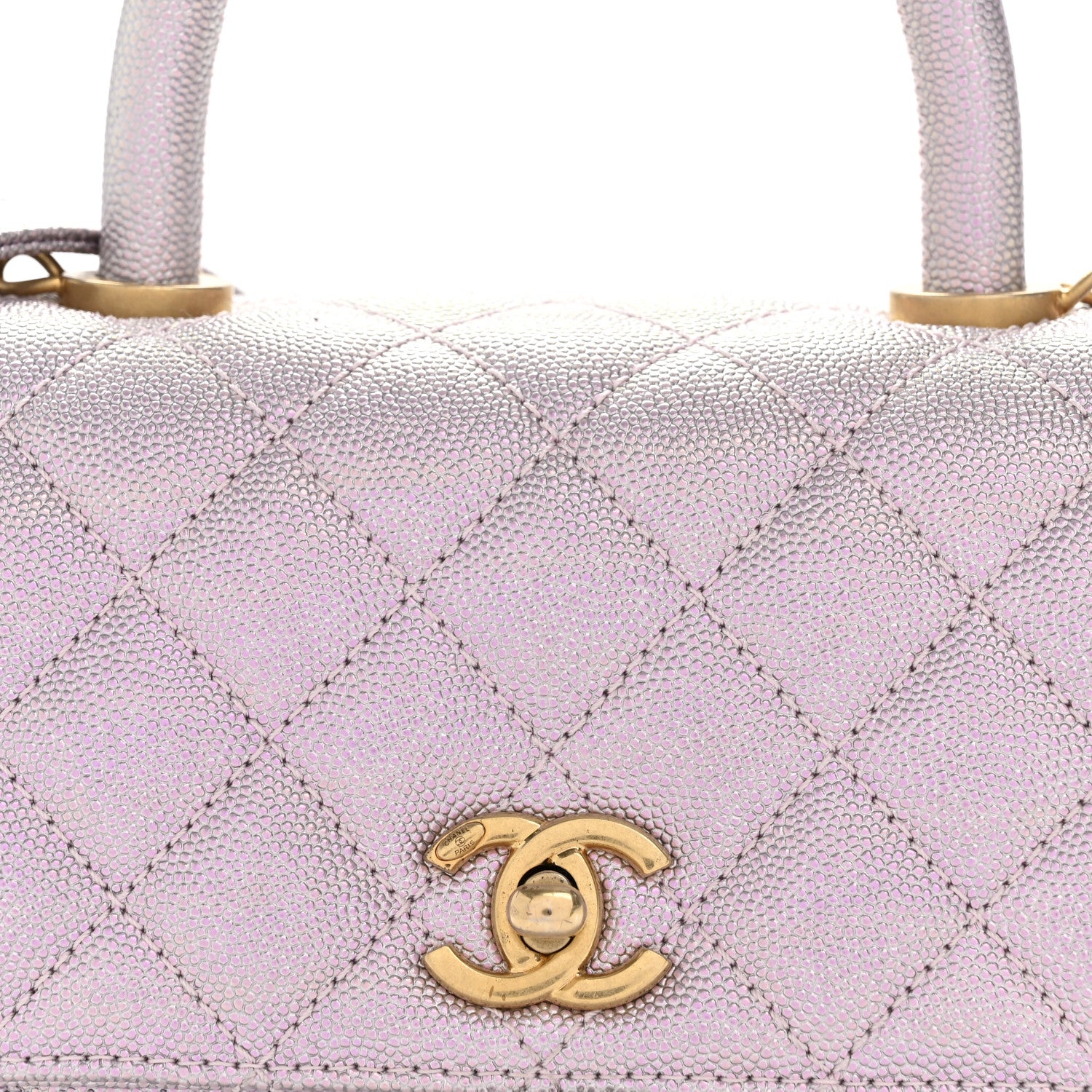 Chanel Metallic Caviar Quilted Mini Coco Handle Flap Light Pink 8 of 13