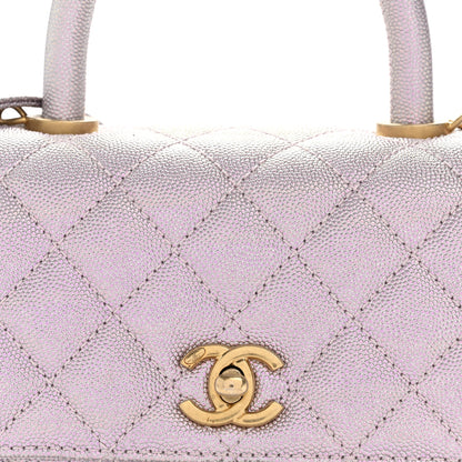 Chanel Metallic Caviar Quilted Mini Coco Handle Flap Light Pink 8 of 13