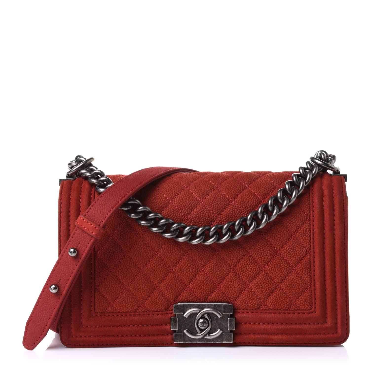 Chanel Suede Caviar Quilted Medium Boy Flap Red 1 of 11