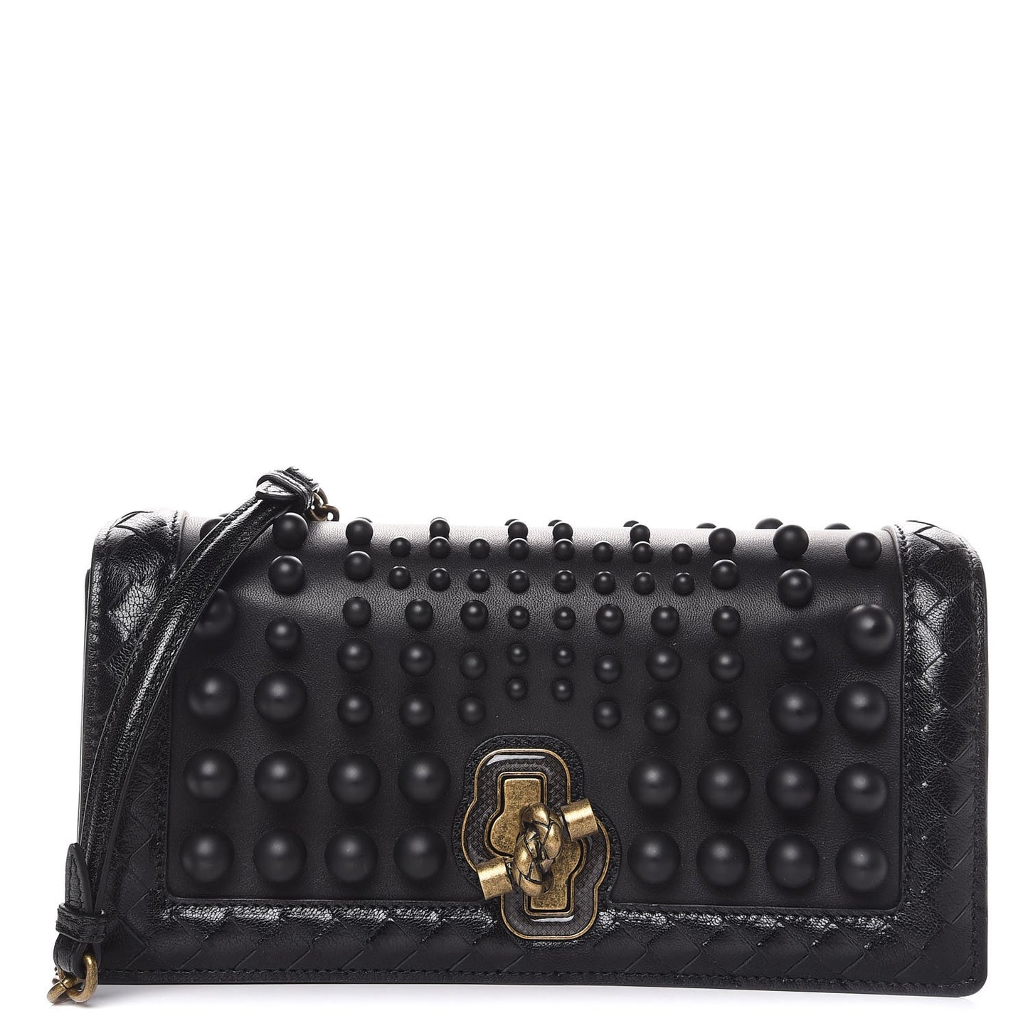 Nappa Spheres Knot Clutch Black