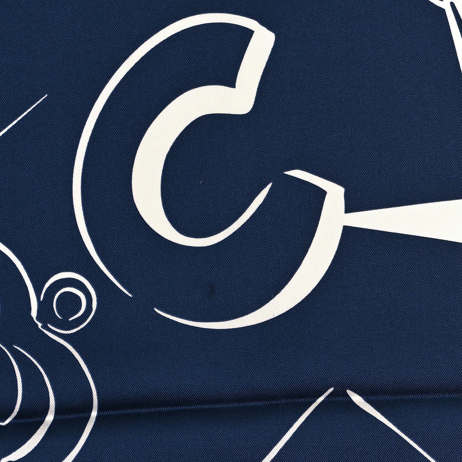 Chanel Silk CC Square Scarf Navy White 4 of 4