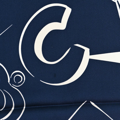 Chanel Silk CC Square Scarf Navy White 4 of 4