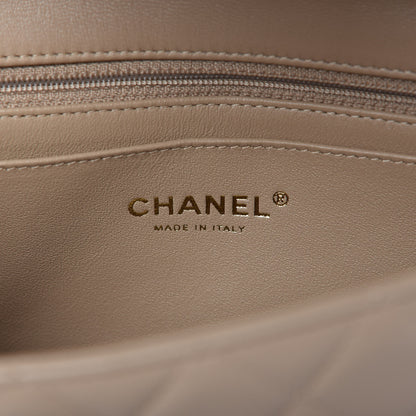 Chanel Lambskin Quilted Mini Rectangular Flap Dark Beige 7 of 10