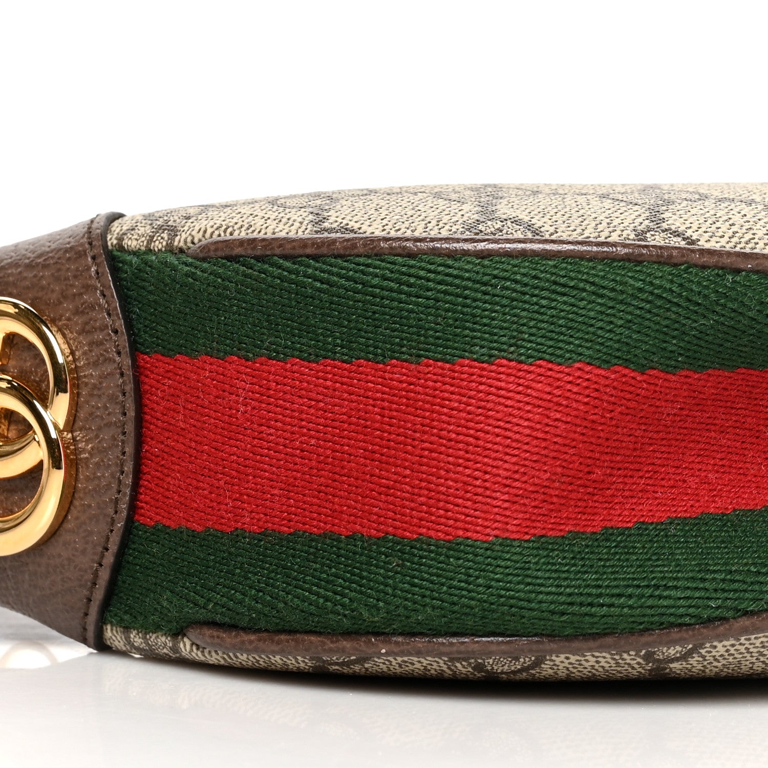 Gucci GG Supreme Monogram Textured Calfskin Web Mini Ophidia Half Moon Hobo Beige Ebony New Acero 8 of 9