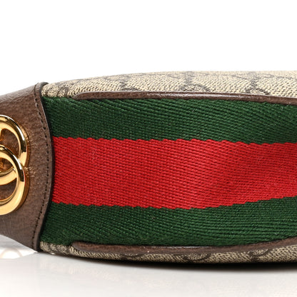 Gucci GG Supreme Monogram Textured Calfskin Web Mini Ophidia Half Moon Hobo Beige Ebony New Acero 8 of 9
