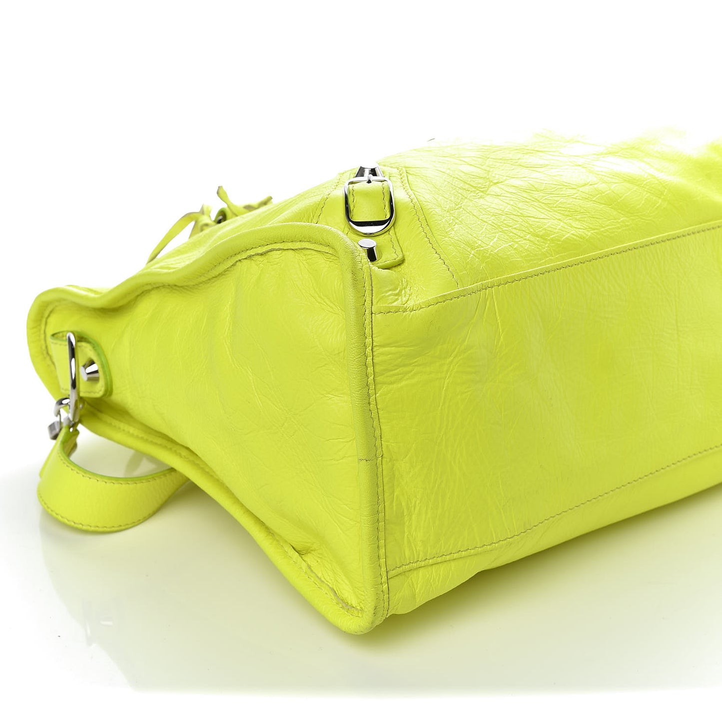 Agneau Classic Silver Hardware City Jaune Fluo