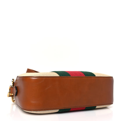 Gucci Vintage Canvas Web Shoulder Bag Sand Cuir 4 of 9