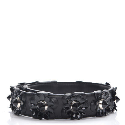 Fendi Vitello Dolce Nappa Patent Flowerland Studded Strap You Black 2 of 5