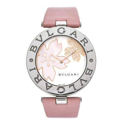Bulgari Stainless Steel Calfskin Diamond Mother of Pearl 35mm B.zero1 Floral Quartz Watch 1 of 7