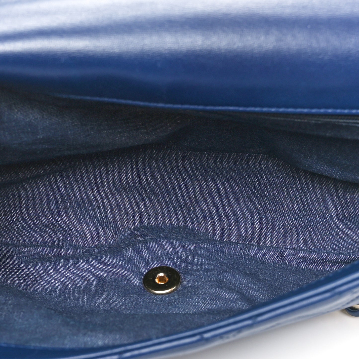 Lambskin Quilted Resin Bi-Color Chain Flap Bag Navy