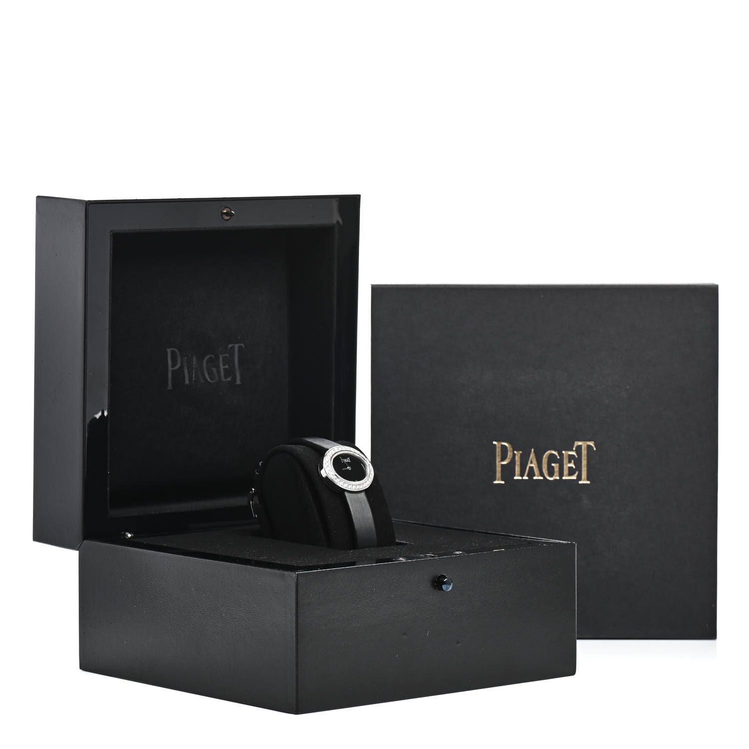 Piaget 18K White Gold Satin Diamond Bezel 28mm Limelight Quartz Watch Black 5 of 5