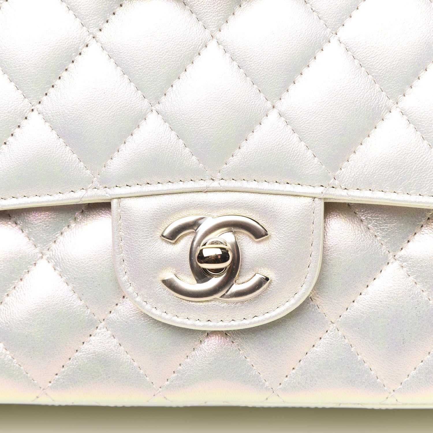 Chanel Iridescent Lambskin Quilted Medium Double Flap Ivory 11 of 11