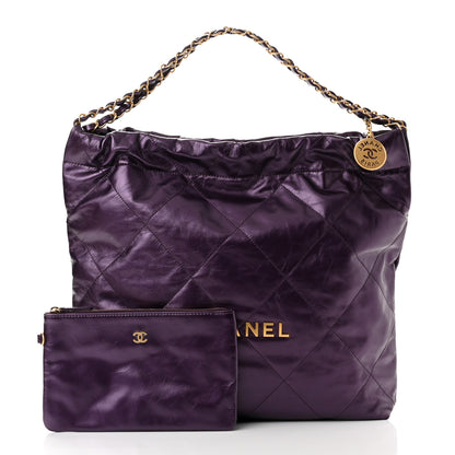 Chanel Metallic Calfskin Quilted Small Chanel 22 Purple 3 of 10