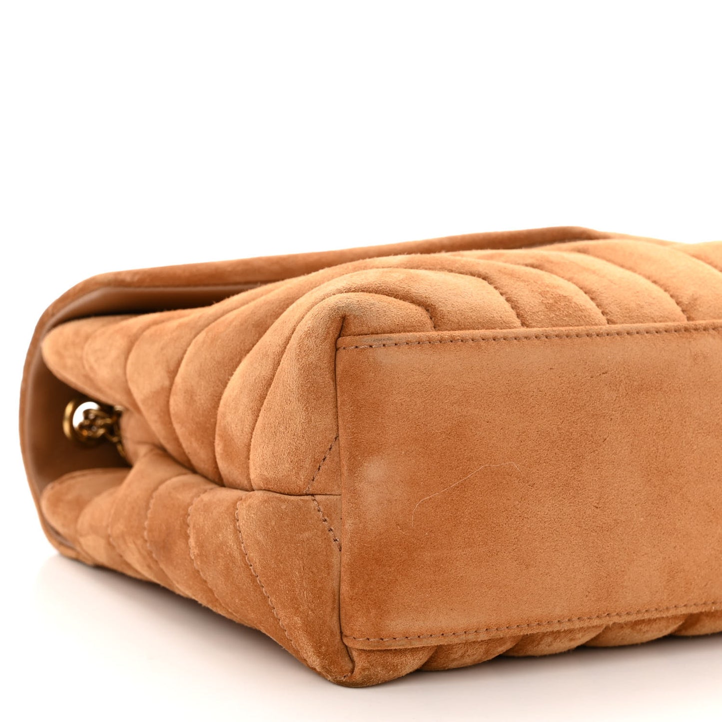 Suede Calfskin Y Quilted Monogram Small Loulou Chain Satchel Cinnamon