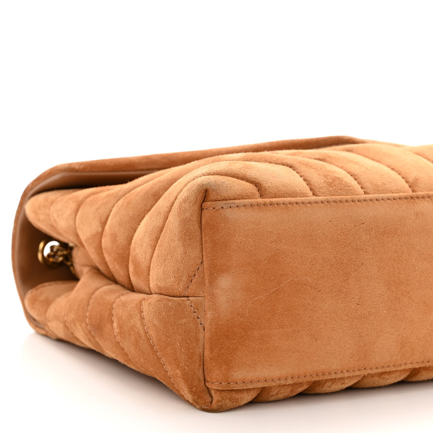 Saint Laurent Suede Calfskin Y Quilted Monogram Small Loulou Chain Satchel Cinnamon 8 of 9