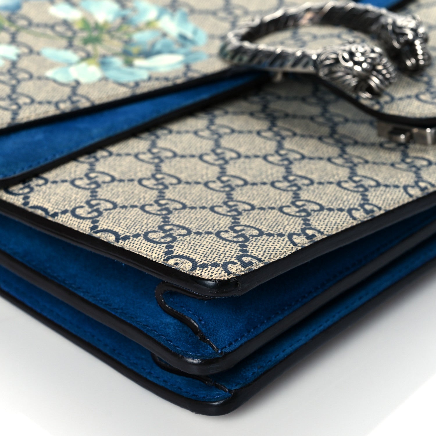 Gucci GG Supreme Monogram Blooms Medium Dionysus Shoulder Bag Beige Navy Vintage Blue 9 of 10