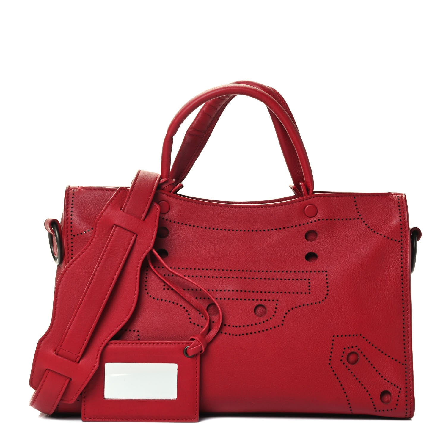 Balenciaga Veau Soyeux Perforated Blackout Hardware S City Rouge Groseille 1 of 4