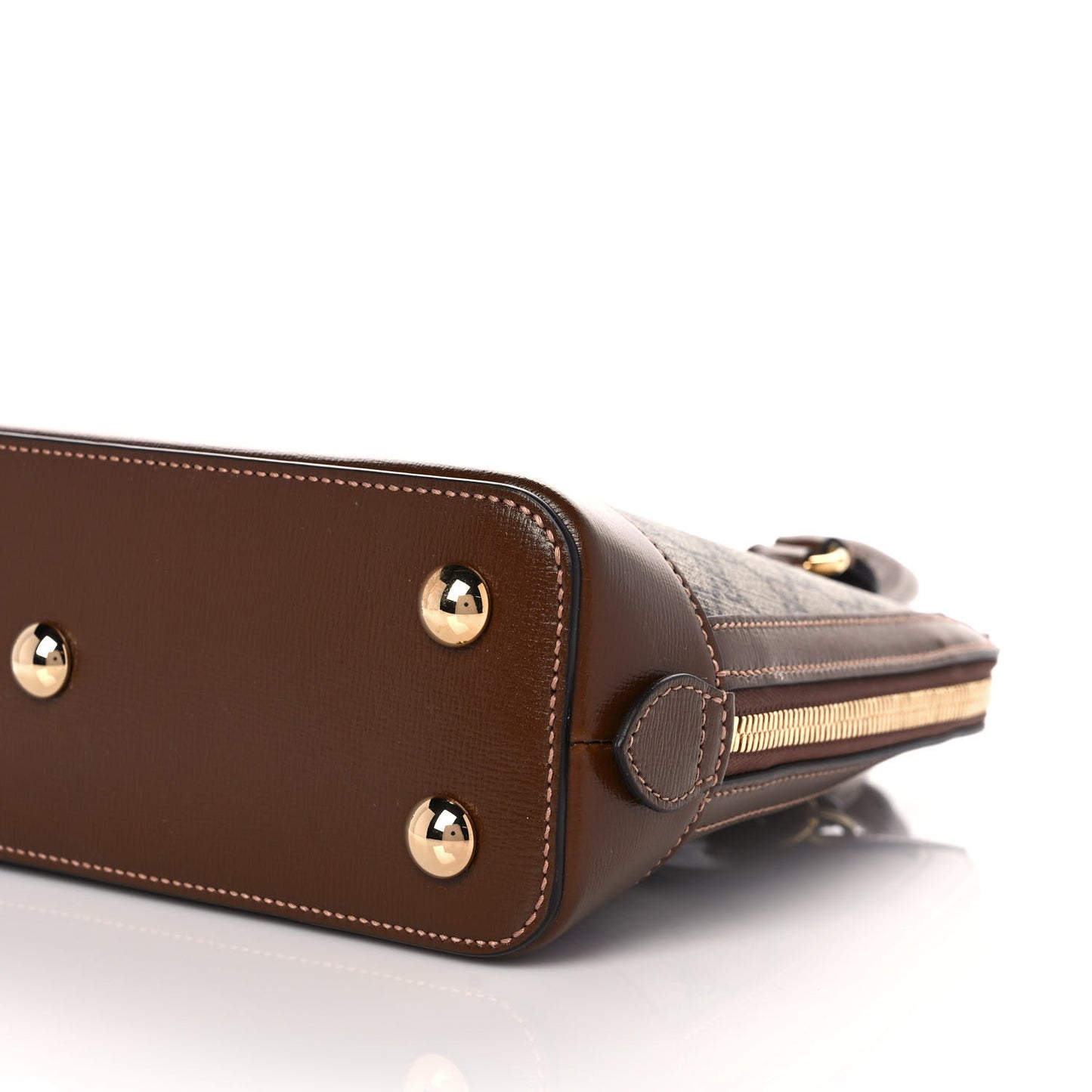 GG Supreme Monogram Azalea Calfskin Small Horsebit 1955 Top Handle Bag Beige Ebony Brown Sugar
