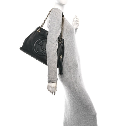 Gucci Pebbled Calfskin Medium Soho Chain Shoulder Bag Black 2 of 10