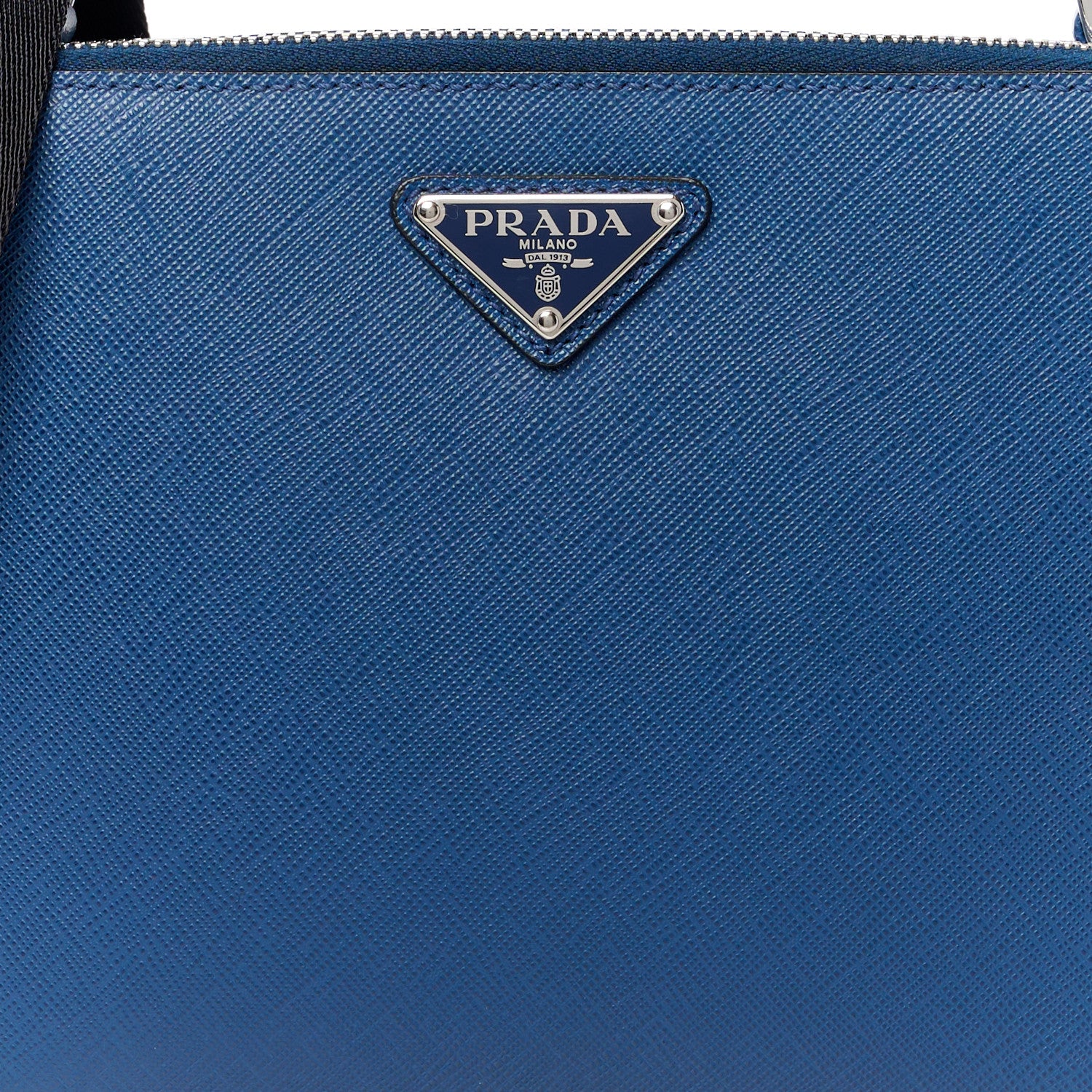 Prada Saffiano Travel Medium Brique Crossbody Bag Bluette 8 of 10