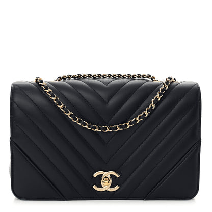 Chanel Calfskin Chevron Quilted Small Statement Flap Navy Blue 1 of 13